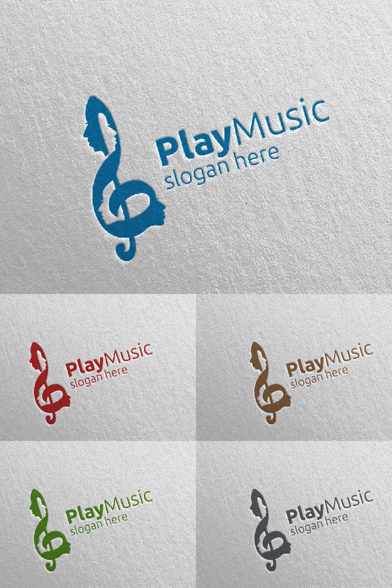 Music with Note and Face Concept 52 Logo Template