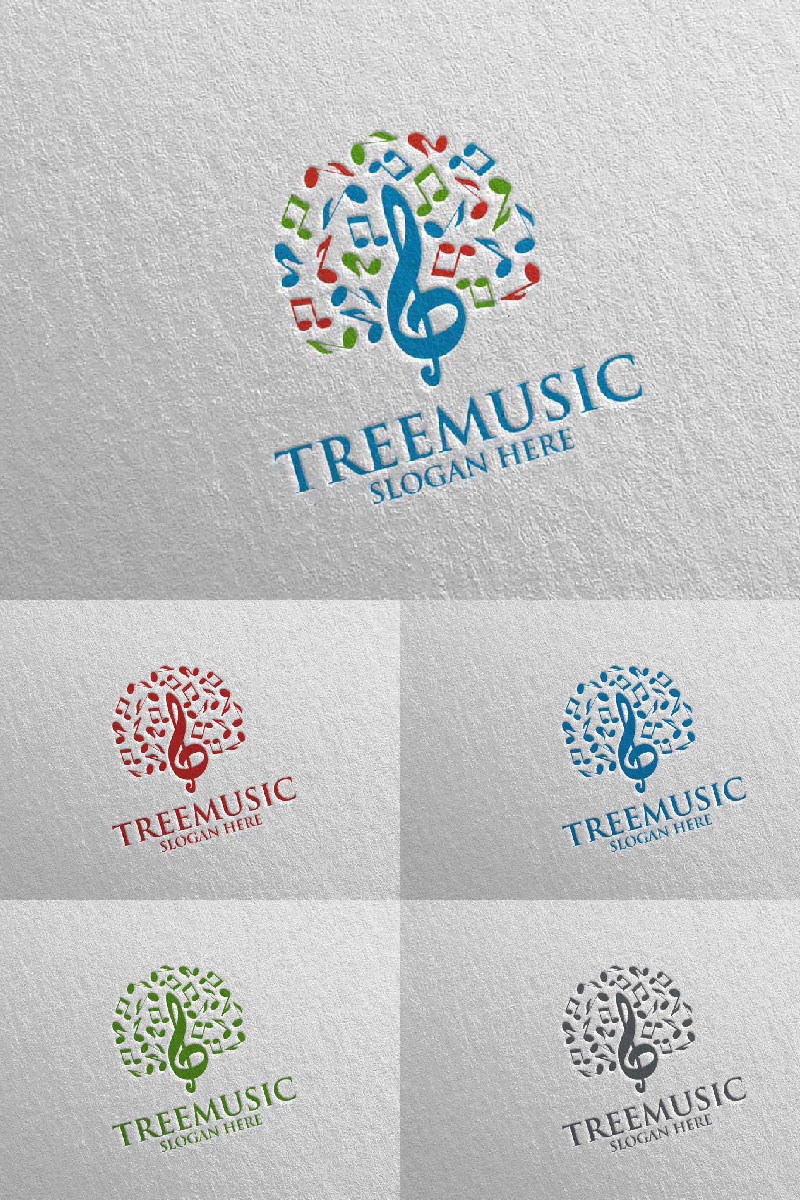 Tree Music with Note and Tree Concept 51 Logo Template