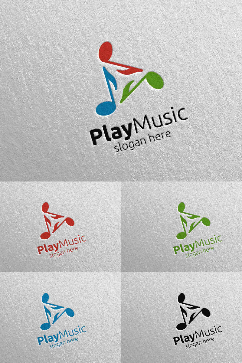 Abstract Music with Play Concept 49 Logo Template