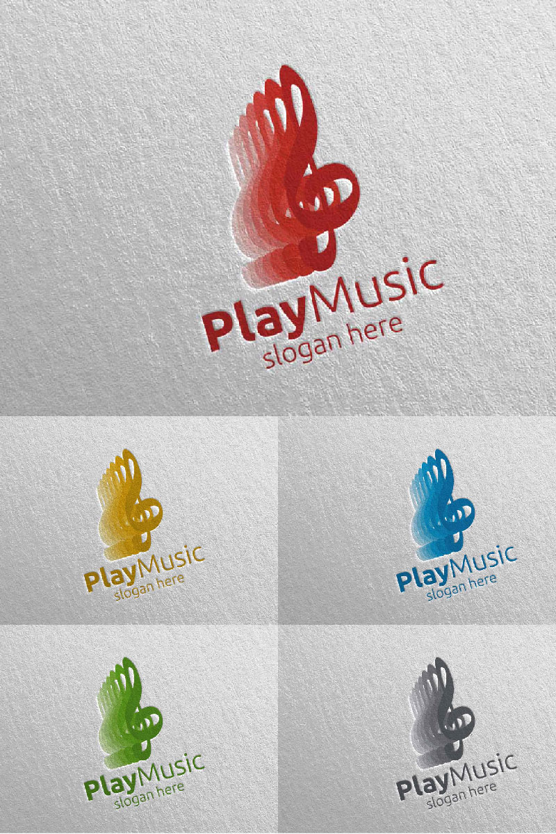Abstract Music with Note and Play Concept 48 Logo Template