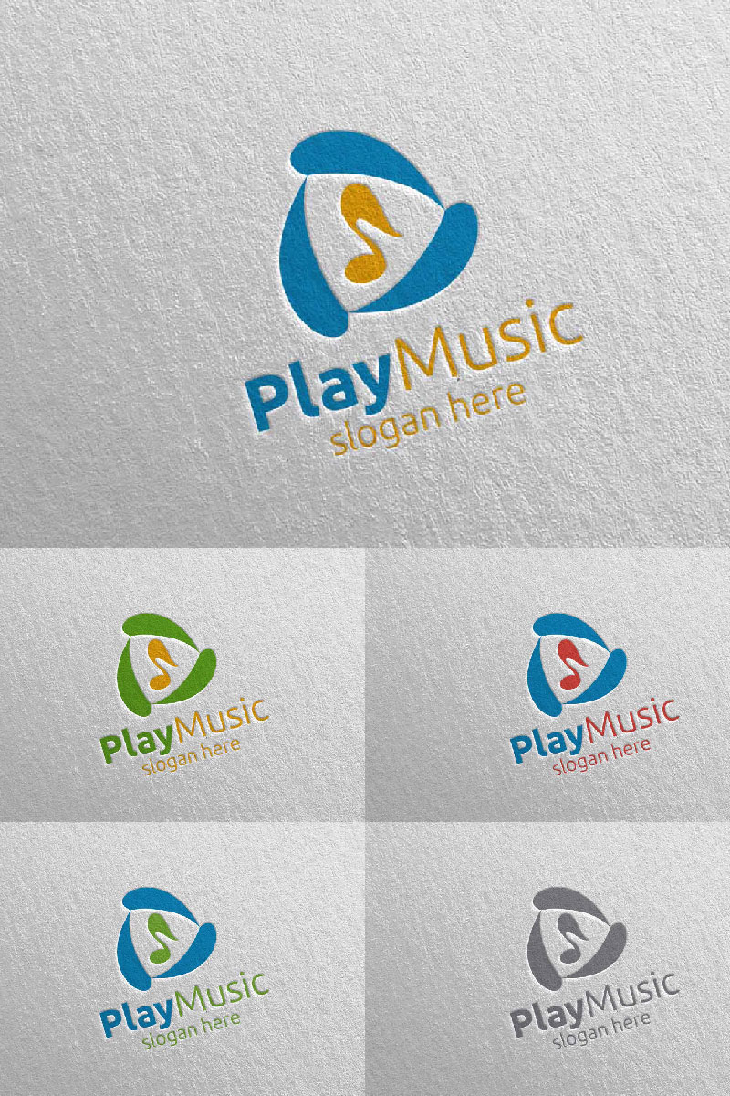 Abstract Music with Note and Play Concept 46 Logo Template