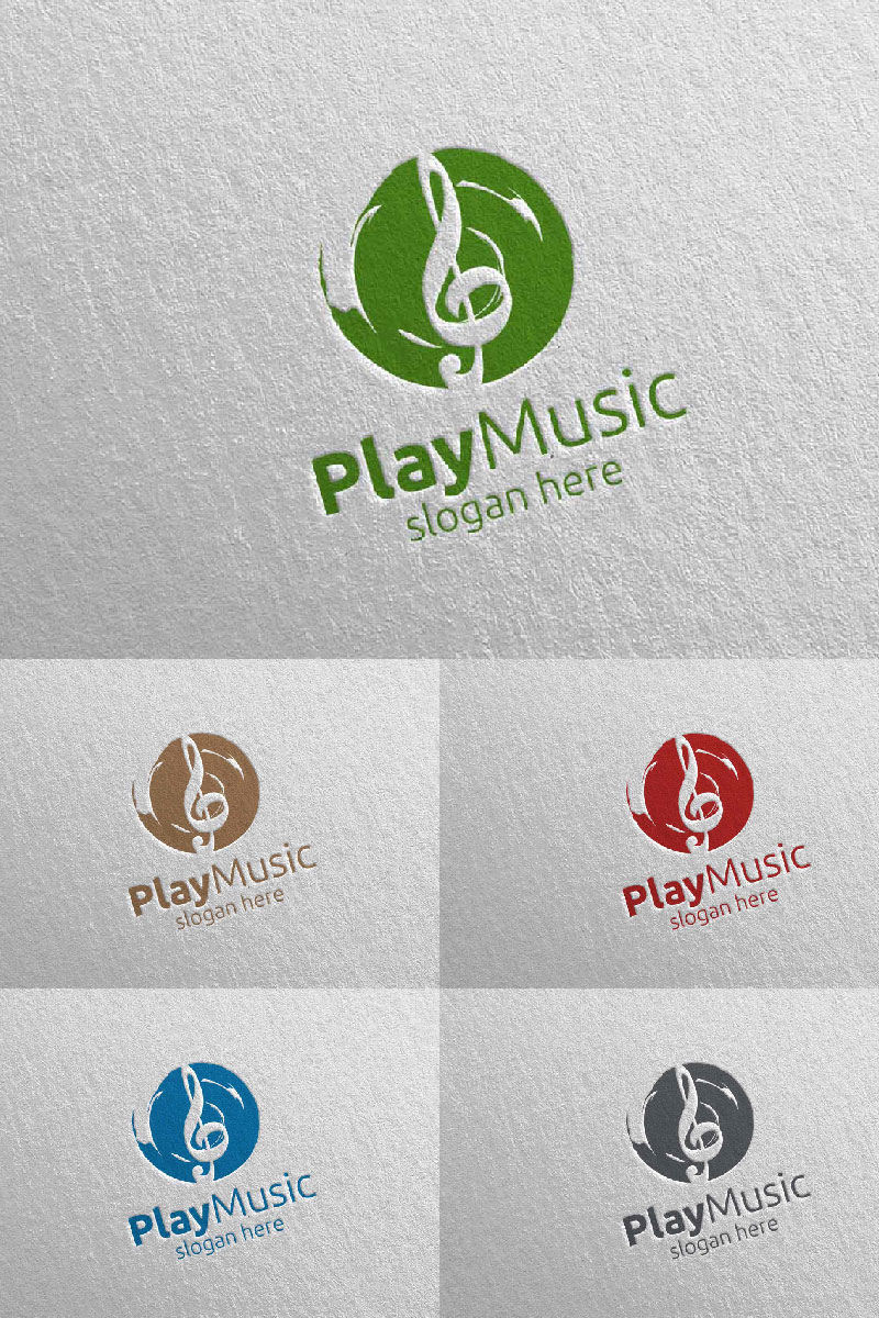 Abstract Music with Note and Play Concept 44 Logo Template