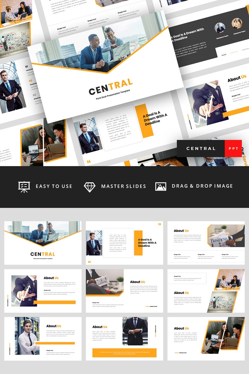 Central - Pitch Deck PowerPoint template