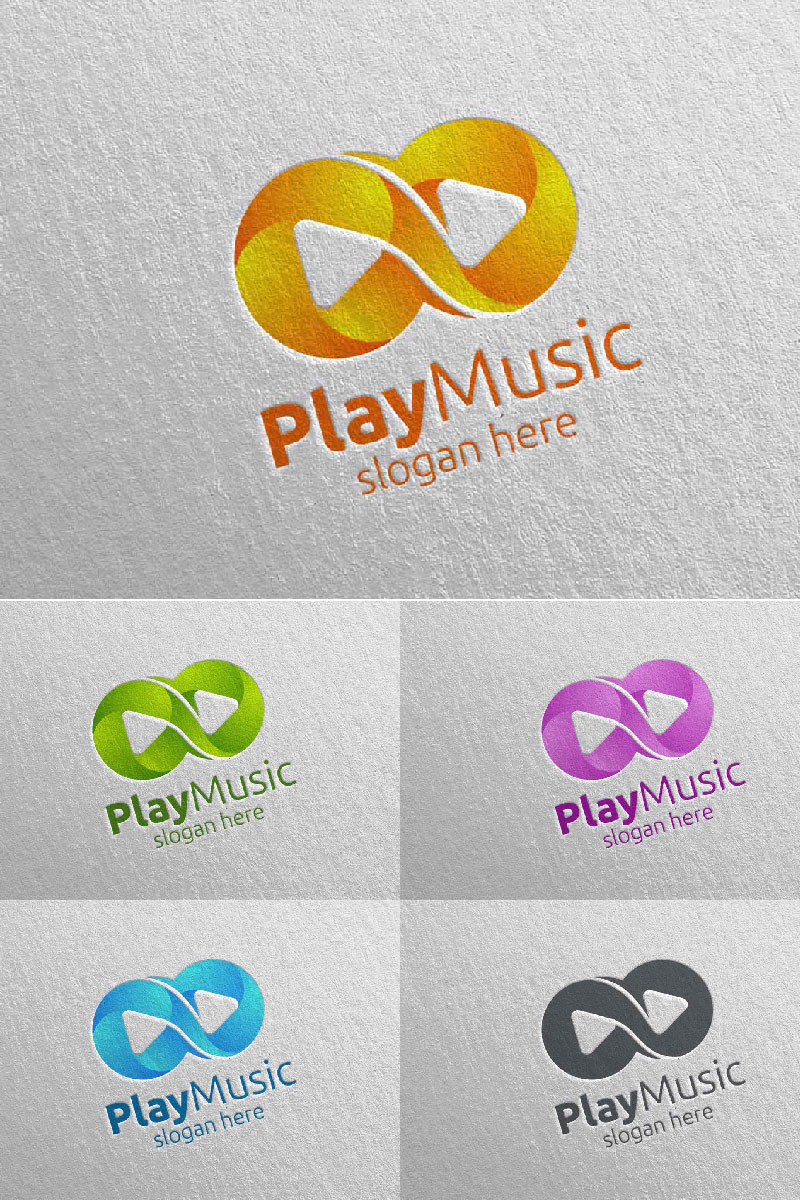 Music with Infinity and Play Concept 68 Logo Template