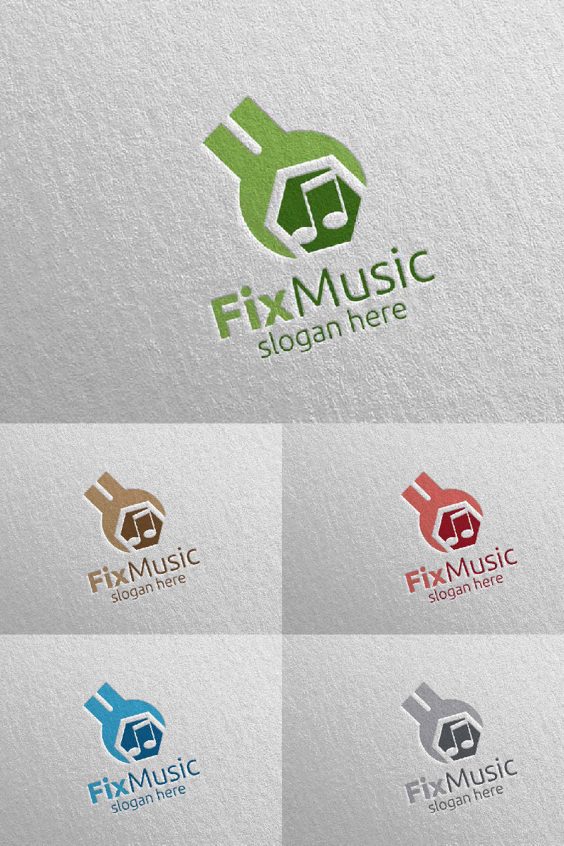Fix Music with Note and Fix Concept 64 Logo Template