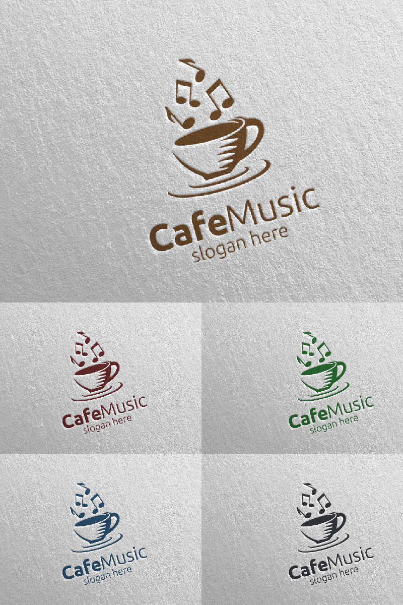 Cafe Music with Note and Cafe Concept 63 Logo Template