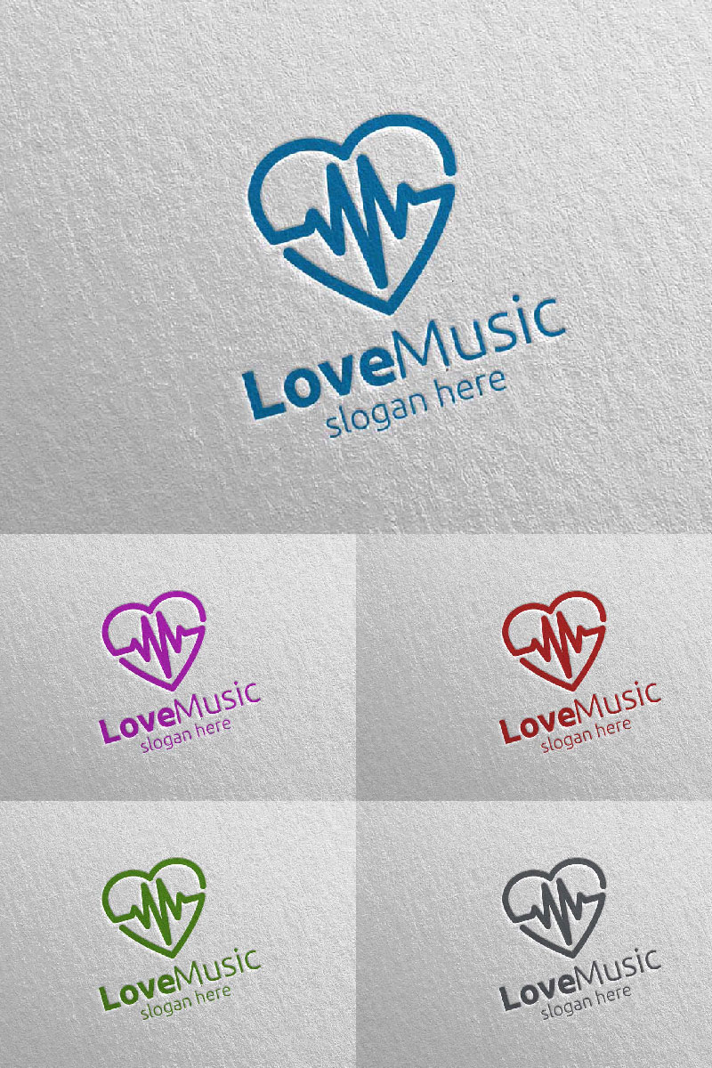 Love Music with Note and Love Concept 62 Logo Template
