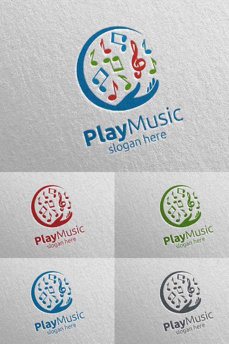 Music with Note and Hand Concept 60 Logo Template