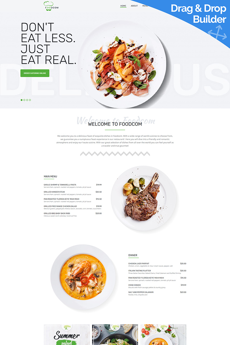 Foodcom - Restaurant Moto CMS 3 Template