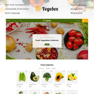 Vegetable Grocery Prestashop Templates 95163