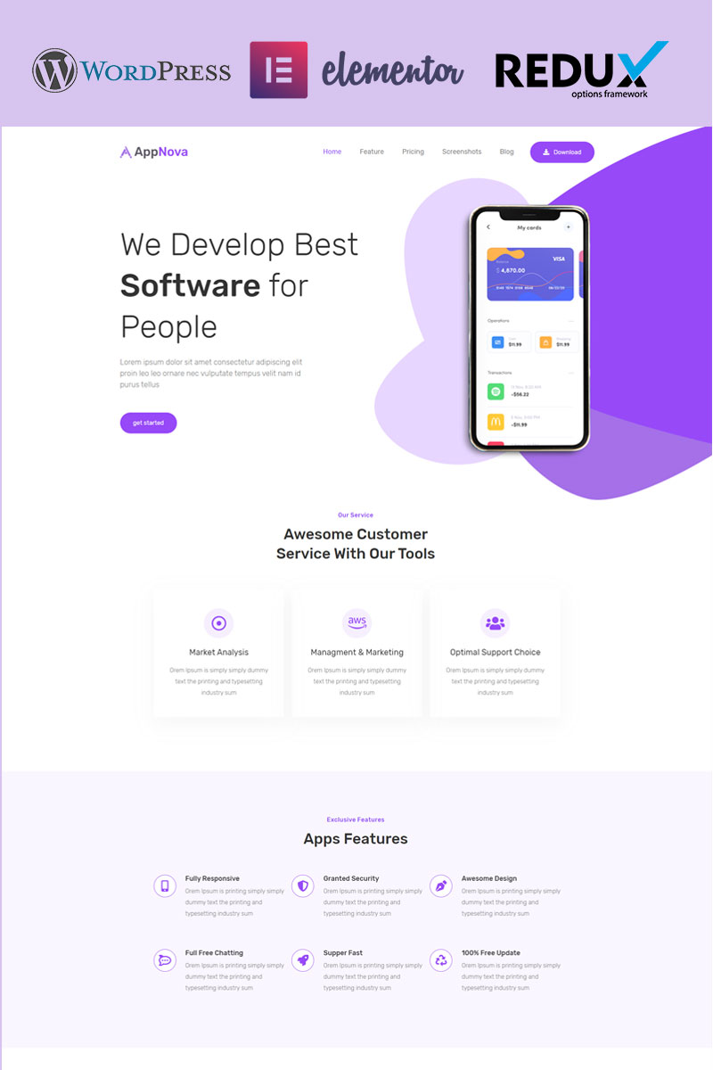 Appnova - App Landing WordPress Theme