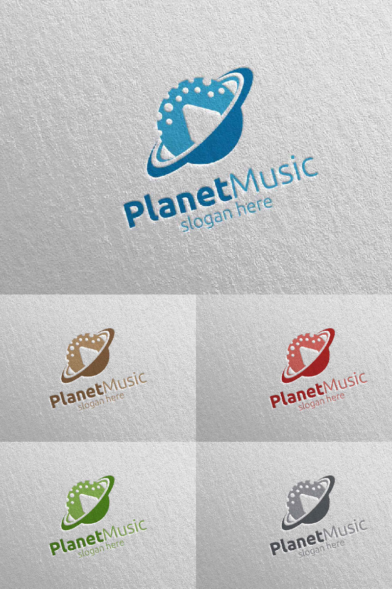 ​Music  with Planet and Play Concept 75​ Logo Template