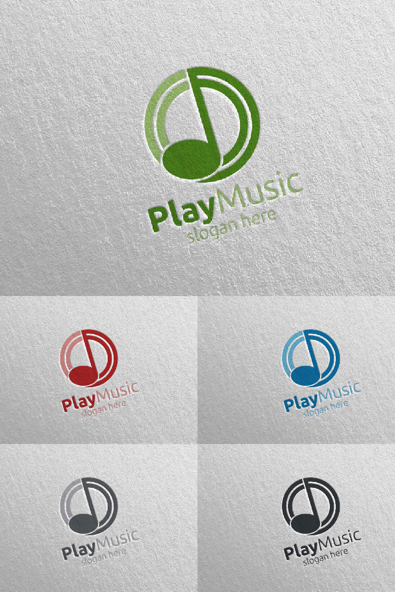 Abstract Music  with Note and Play Concept 73 Logo Template