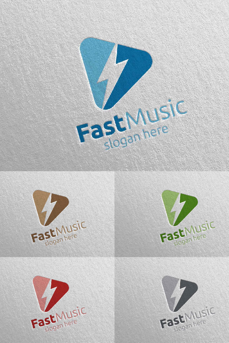 Music  with Fast and Play Concept 72 Logo Template