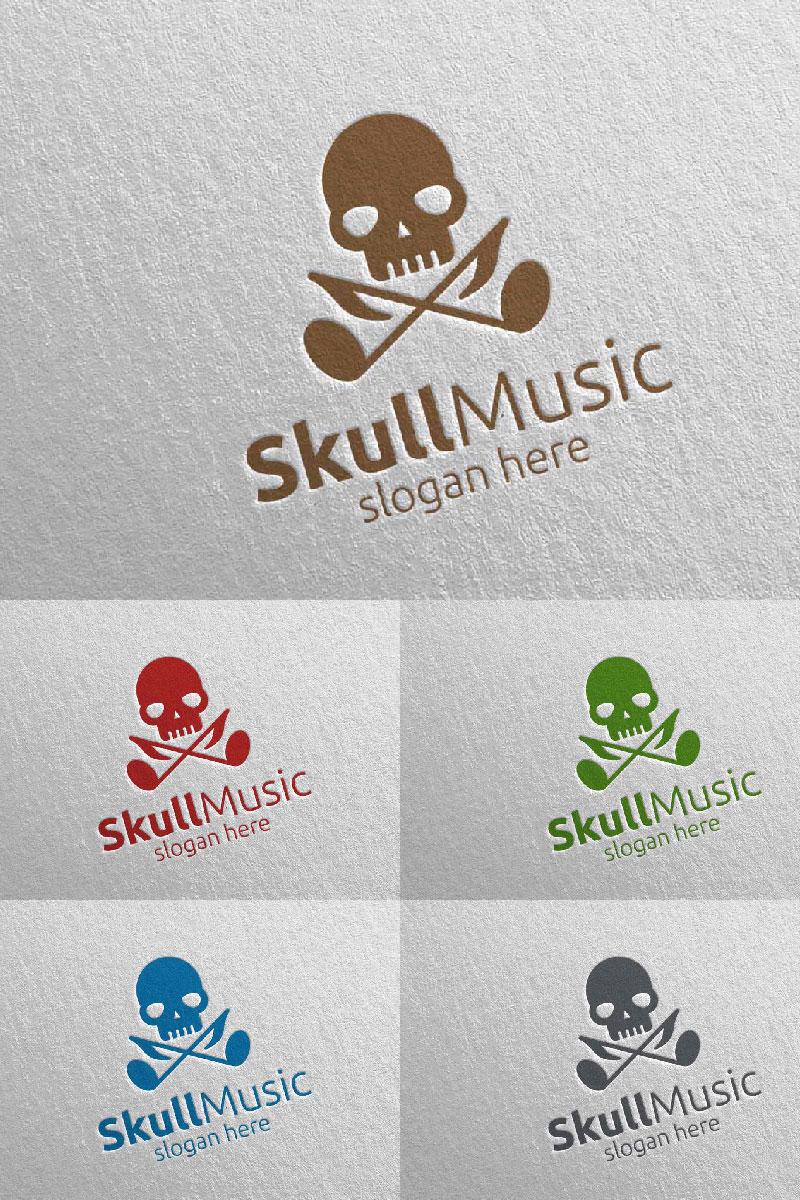 Skull Music  with Note and Skull Concept 76 Logo Template