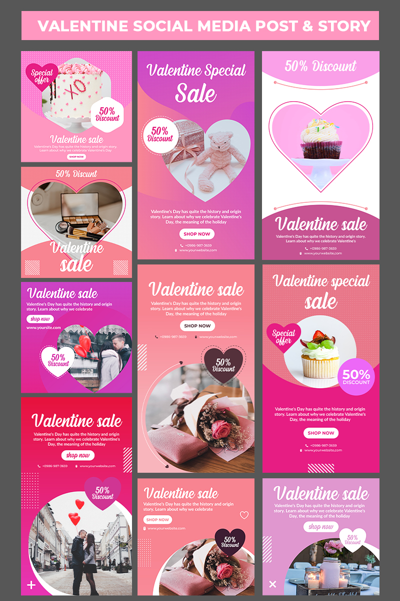 Valentine banner and story set Social Media Template