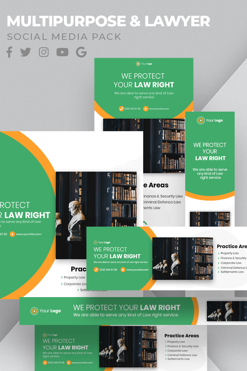 Multipurpose - Lawyer Pack & Ad Banner Social Media Template