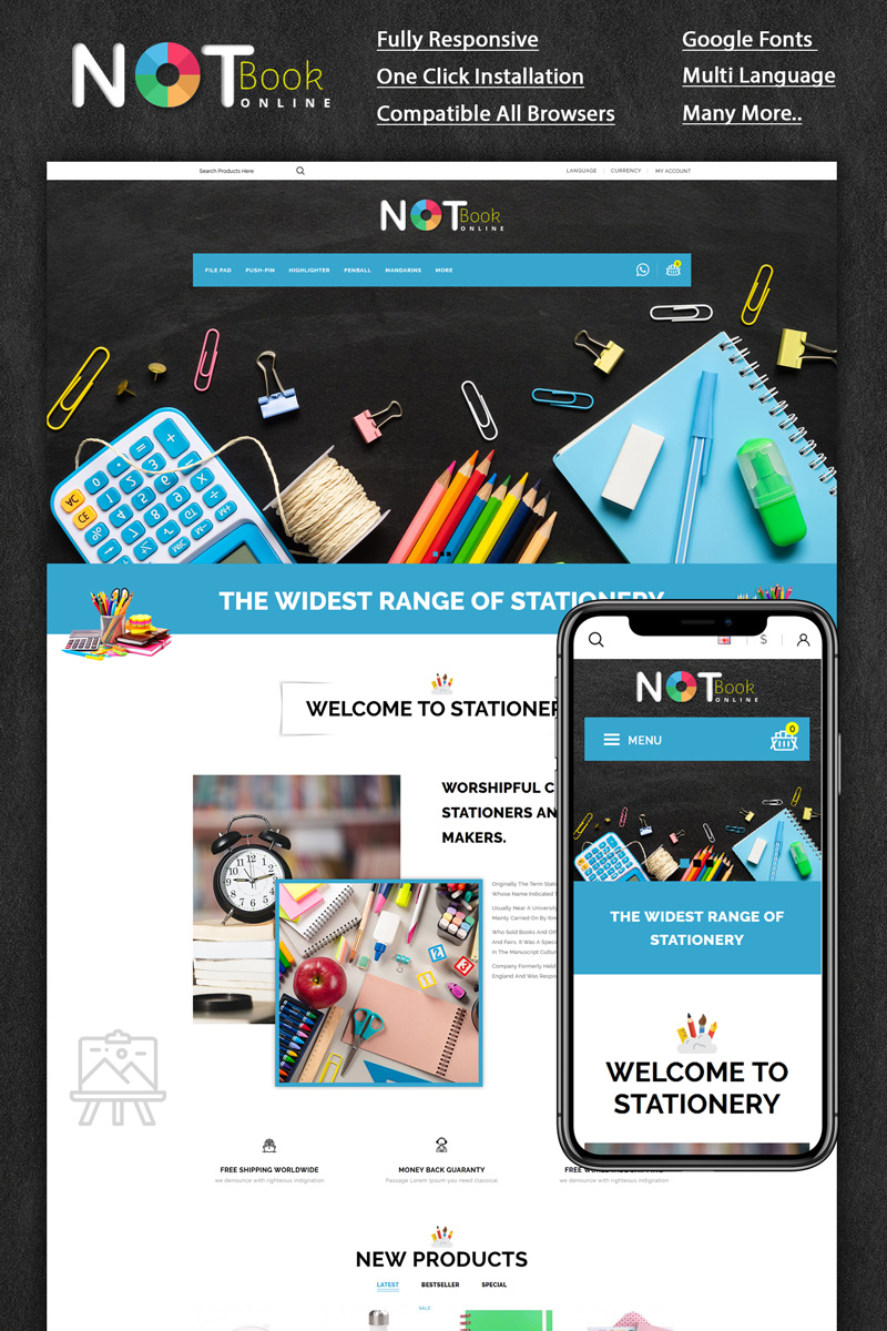 Notebook Stationery Store OpenCart Template