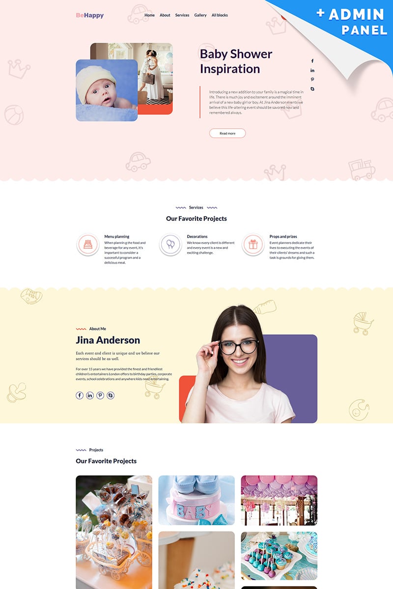 BeHappy - Baby Shower Landing Page Template