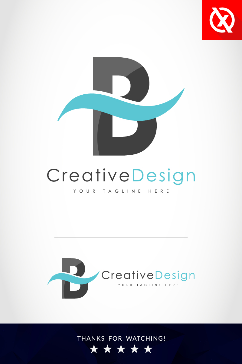 Creative B Letter Blue Wave Vol-01 Logo