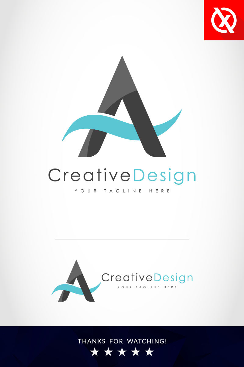 Creative Brand A Letter Blue Wave Logo