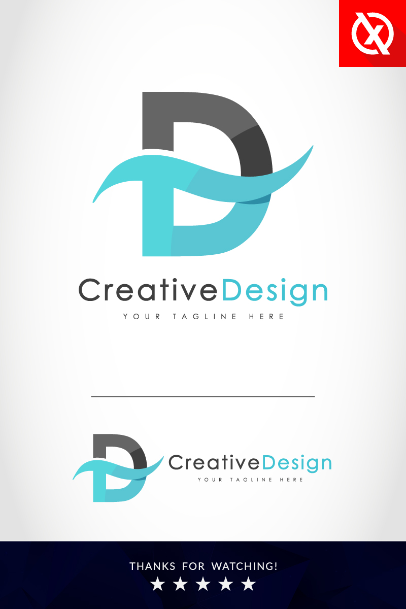 Creative D Letter Blue Wave Vol-01 Logo