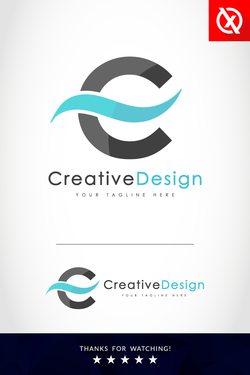 Creative C Letter Blue Wave Vol-02 Logo
