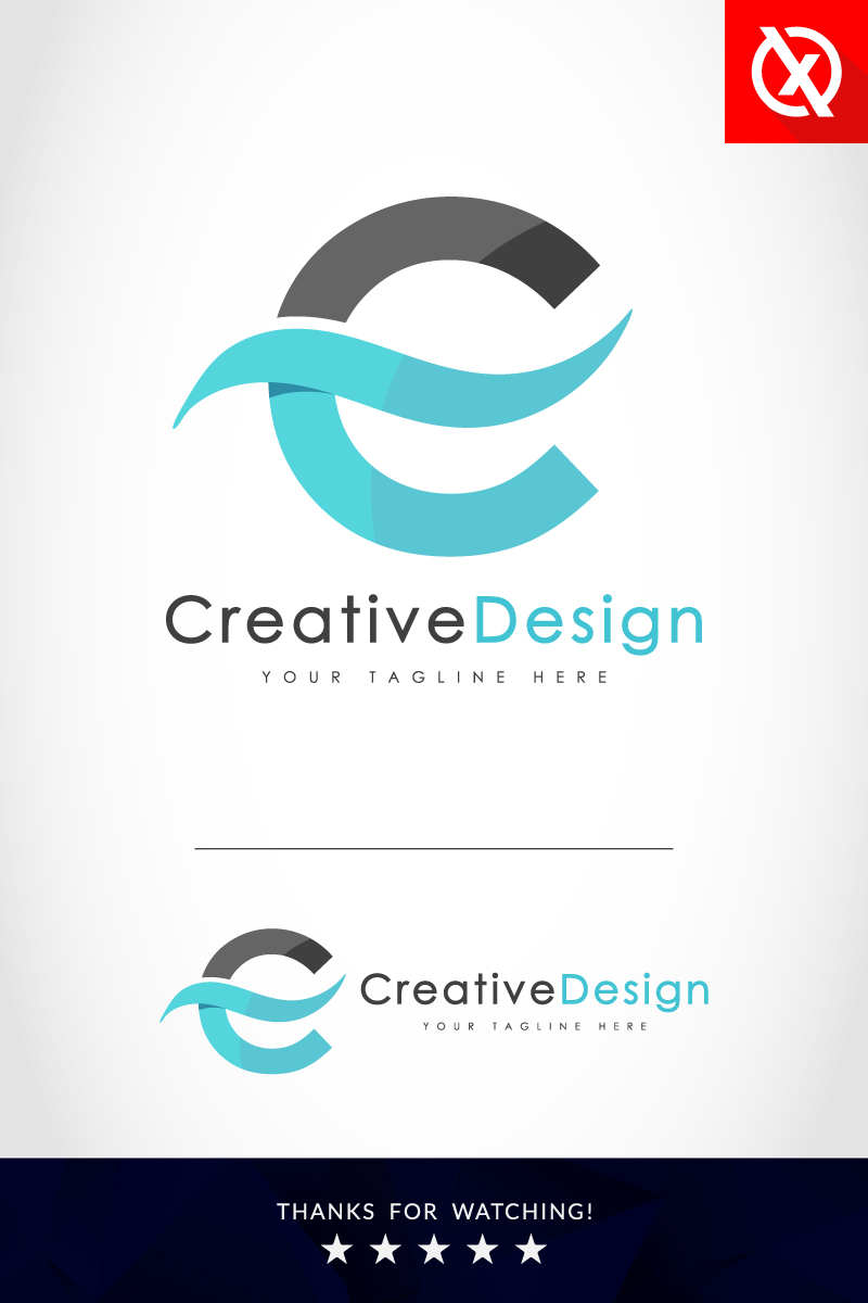 Creative Brand C Letter Blue Wave Logo
