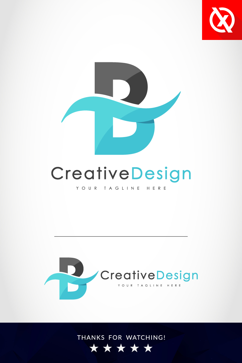 Creative Brand B Letter Blue Wave Vol-02 Logo