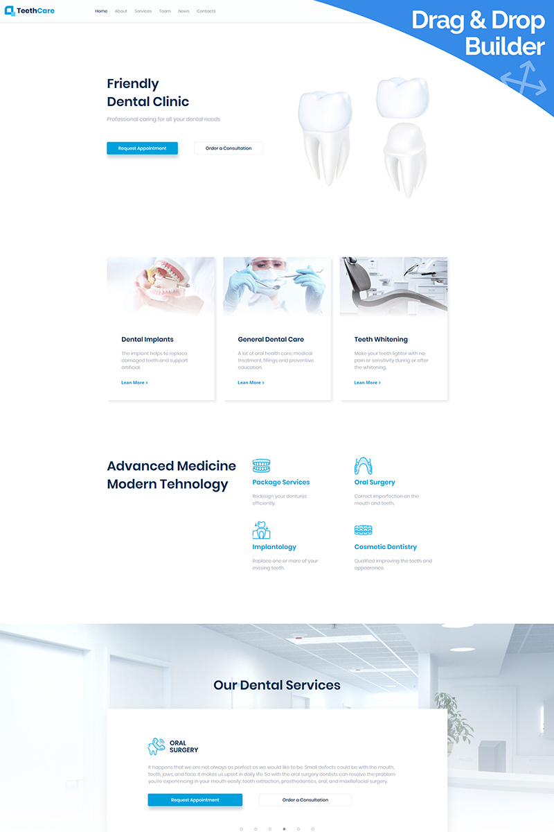 TeethCare - Dentistry Classic Moto CMS 3 Template