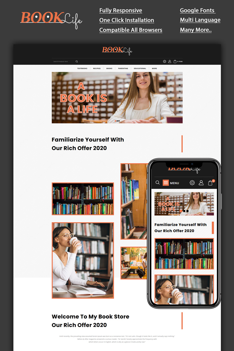 Booklife - Book Store OpenCart Template