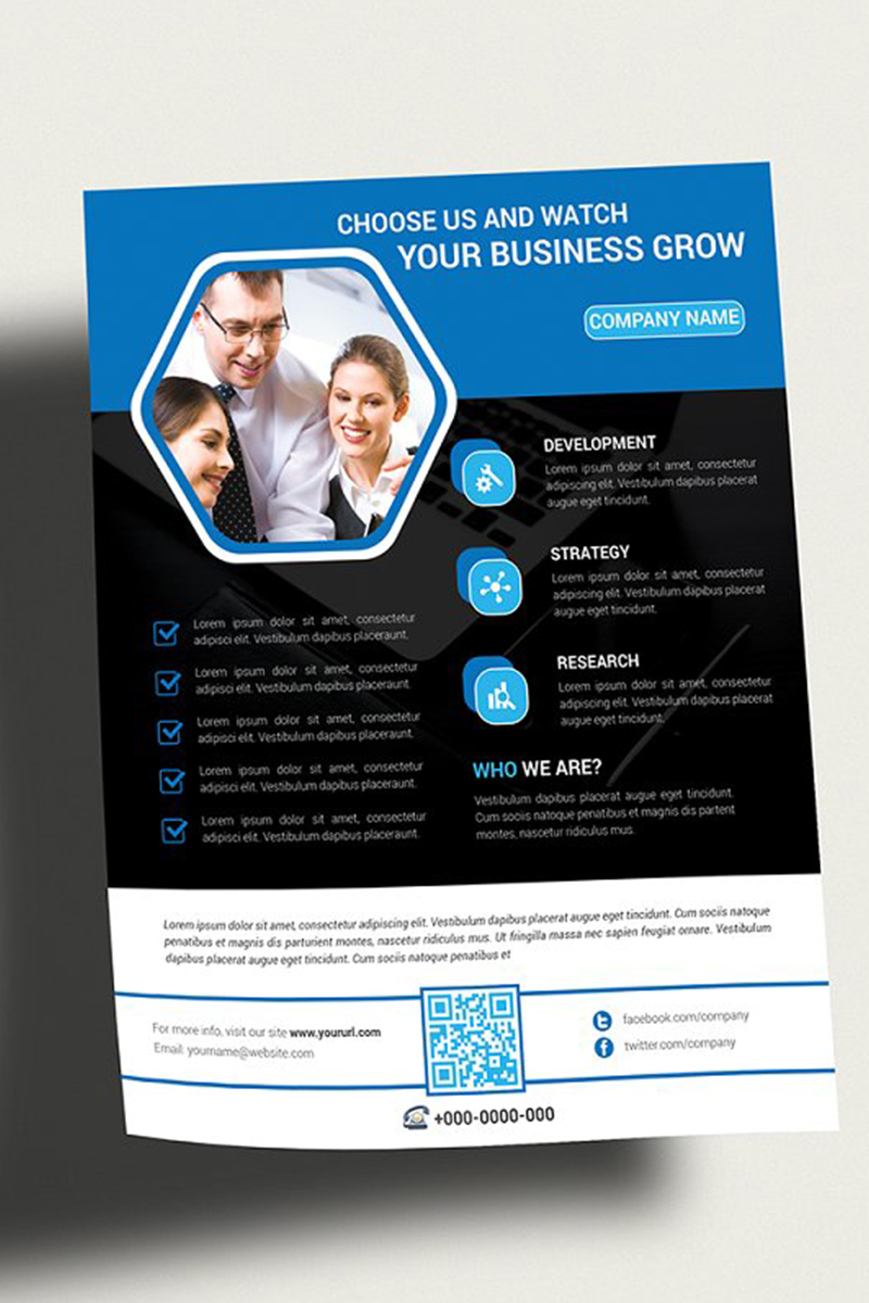 Corporate Flyer with Hexagon Elements - Corporate Identity Template