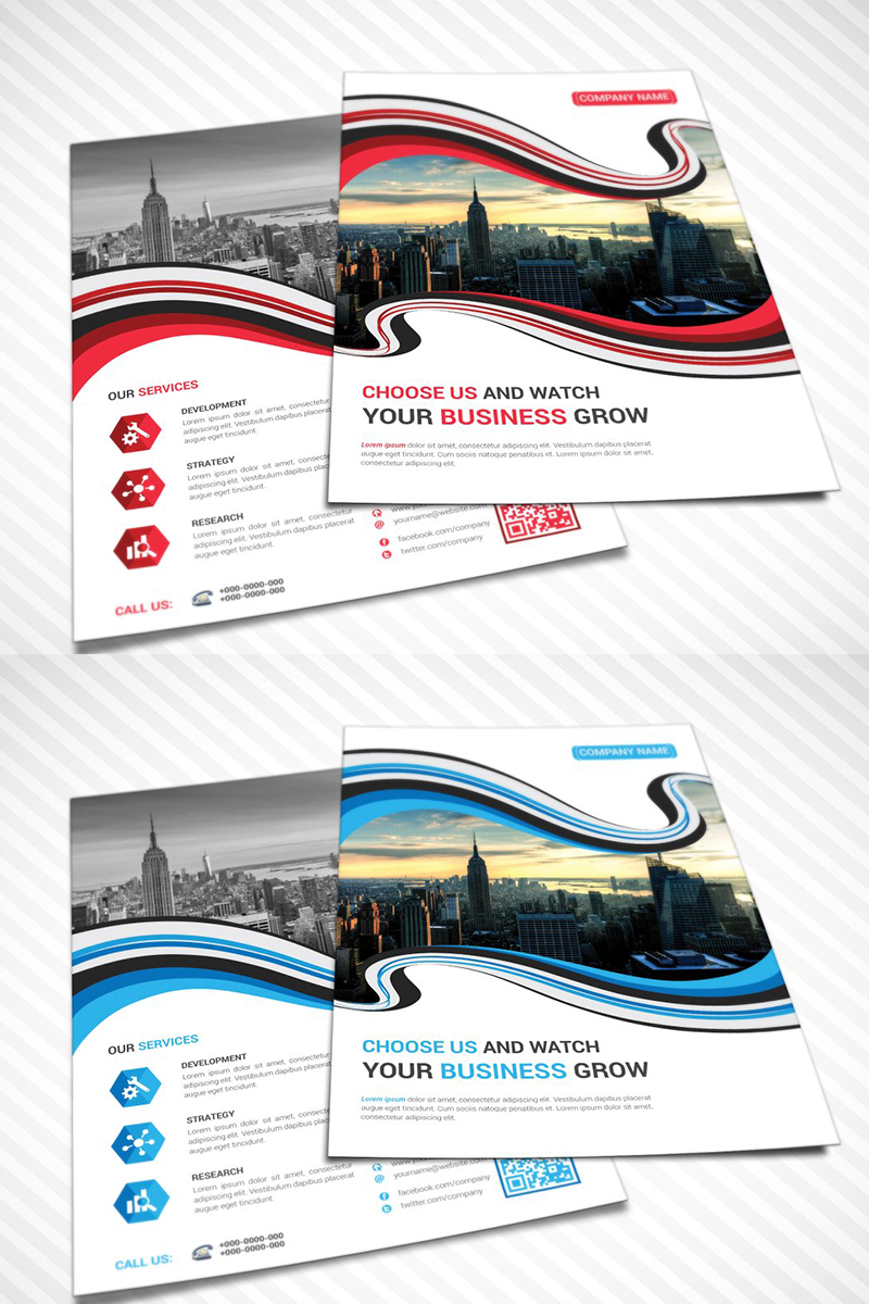Wavy Both Side Flyer - Corporate Identity Template