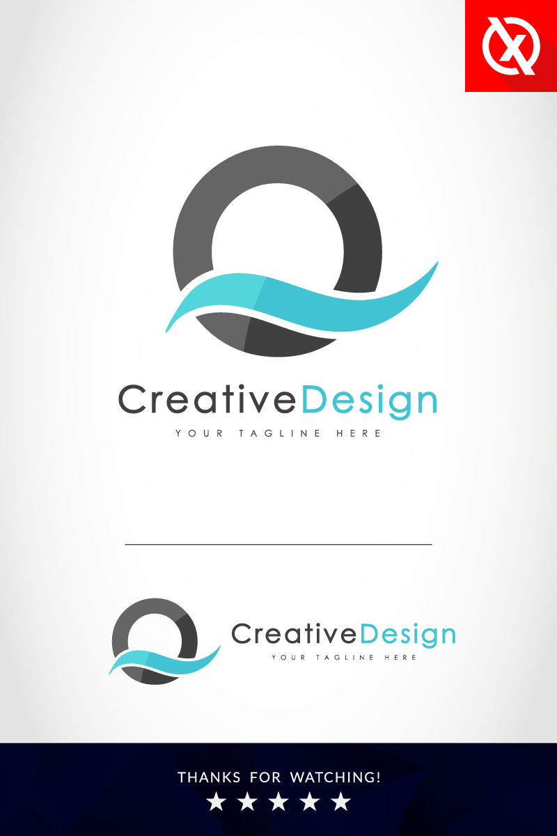 Creative Brand Q Letter Blue Wave Logo