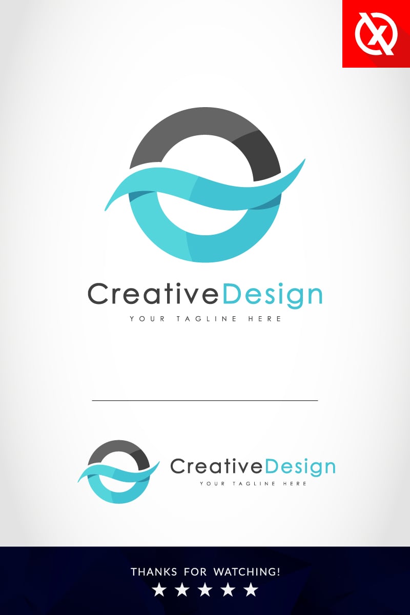 Creative O Letter Blue Wave Vol-01 Logo