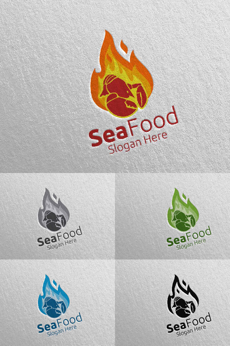 Shrimp Seafood for Restaurant or Cafe 84 Logo Template