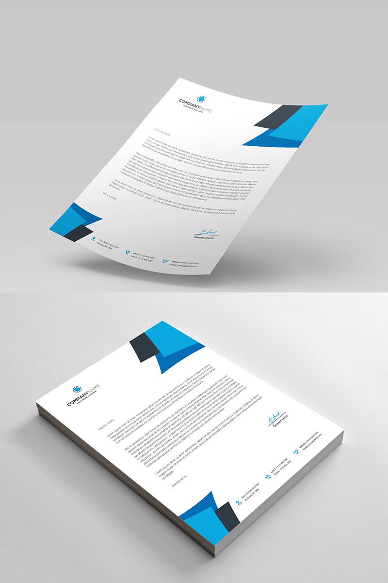 Letterhead with Rectangular Elements - Corporate Identity Template