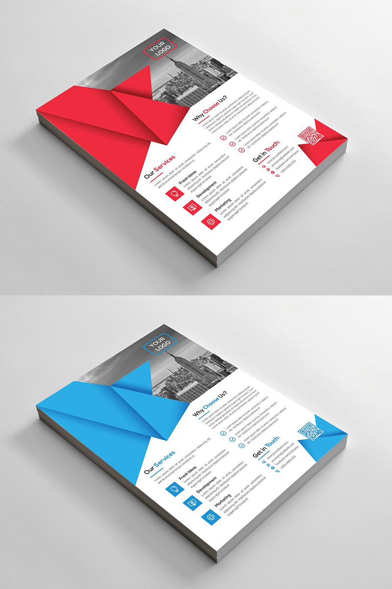 Origami Dark and White mode Flyer - Corporate Identity Template
