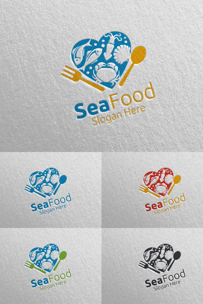Love Seafood for Restaurant or Cafe 86 Logo Template