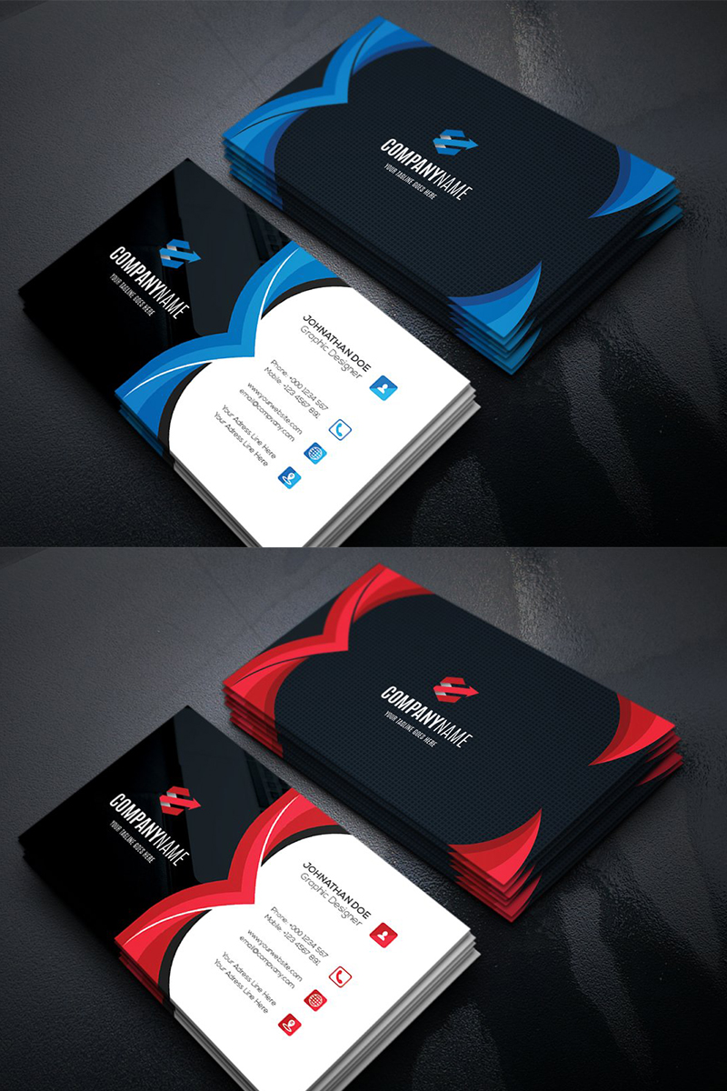 Curvy Modern Business Card - Corporate Identity Template
