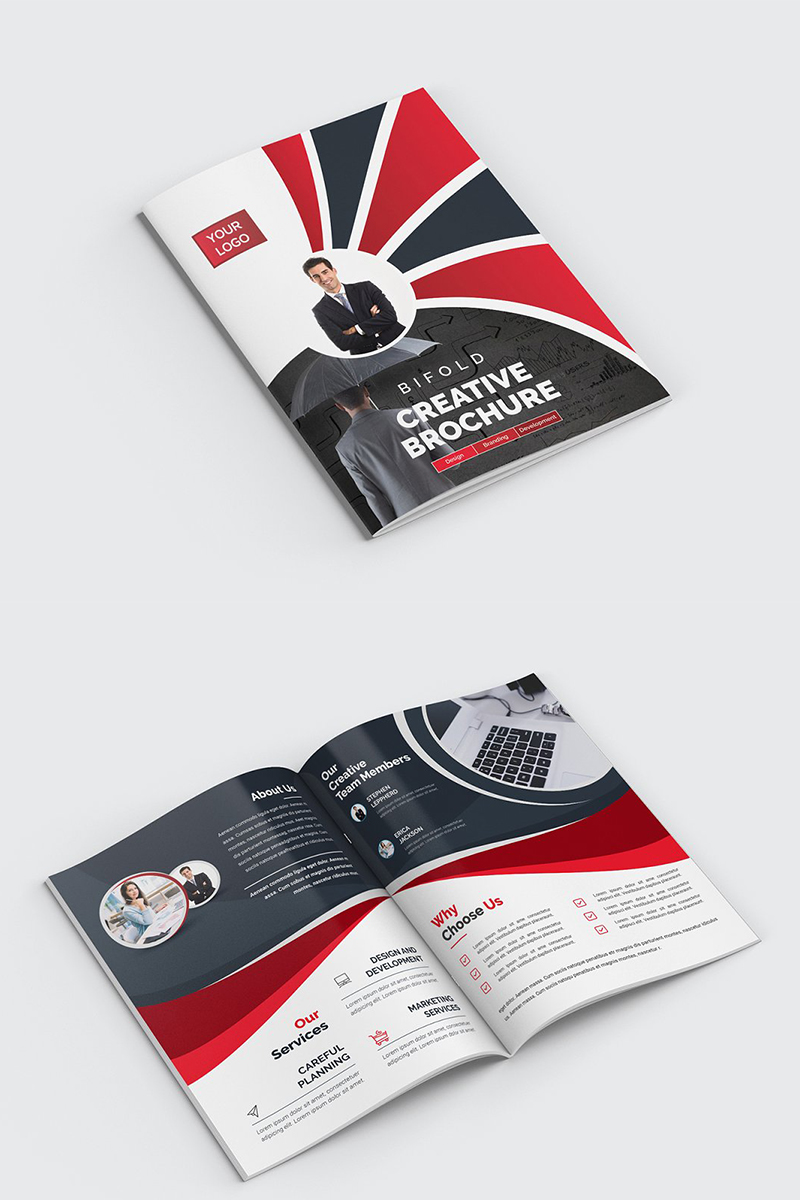 Curvy Modern Bifold Brochure - Corporate Identity Template