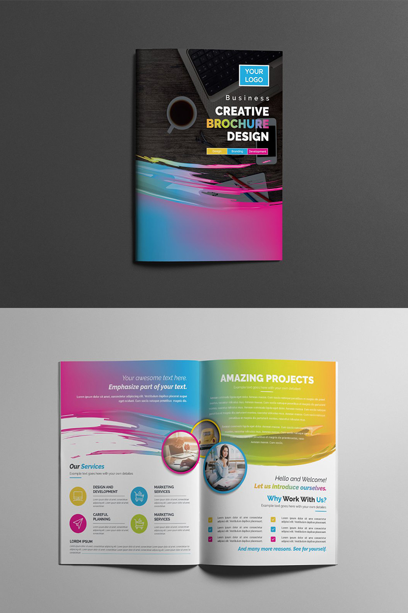 Abstract Bifold Brochure Template Design
