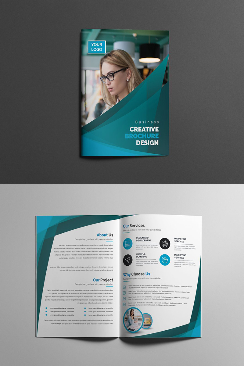 Curvy Modern Bifold Brochure - Corporate Identity Template