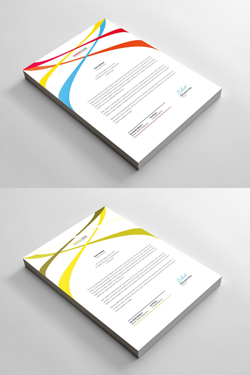Colorful Curvy Letterhed - Corporate Identity Template
