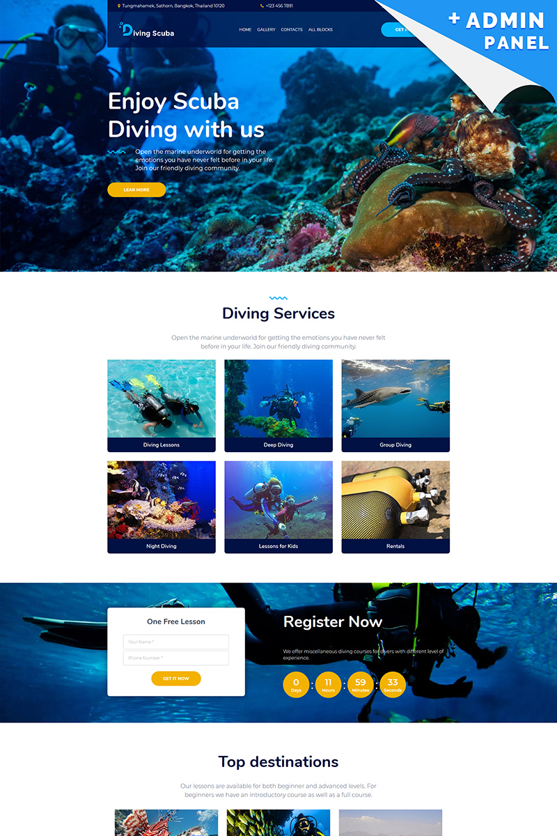 Diving Scuba - Underwater Landing Page Template