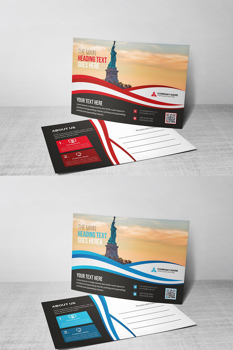 Curvy Modern Postcard - Corporate Identity Template