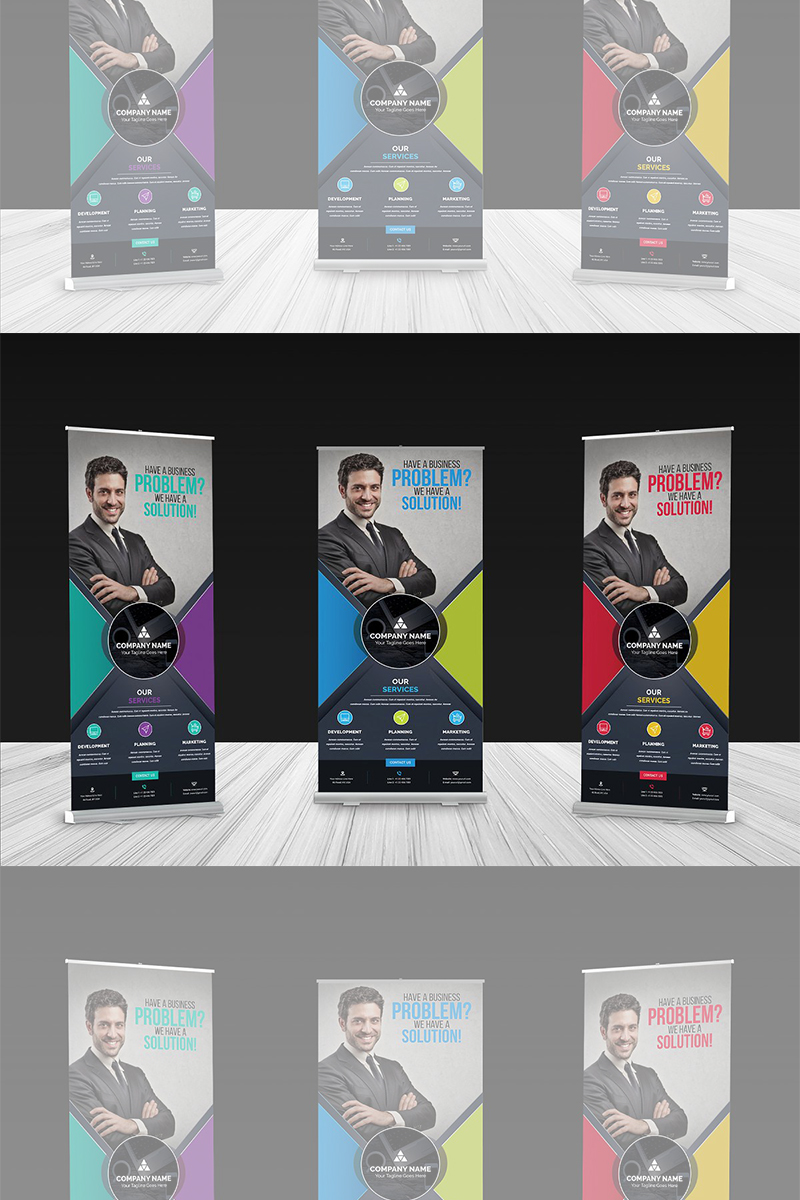 Geometric Multicolor Roll-up Banner - Corporate Identity Template