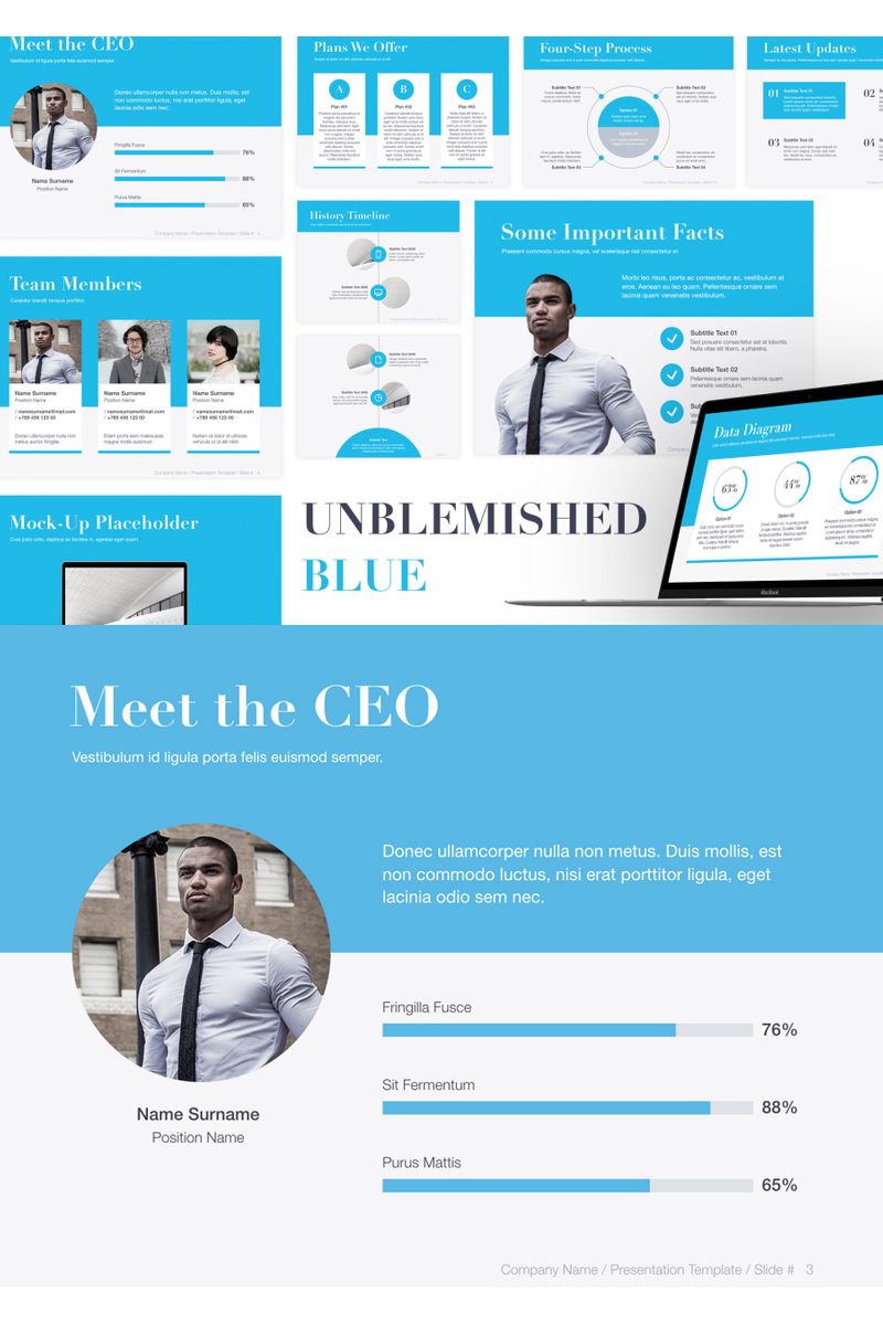 Unblemished Blue PowerPoint template