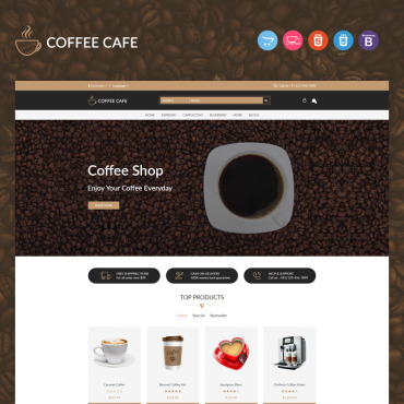 Coffee Cafe OpenCart Templates 96973