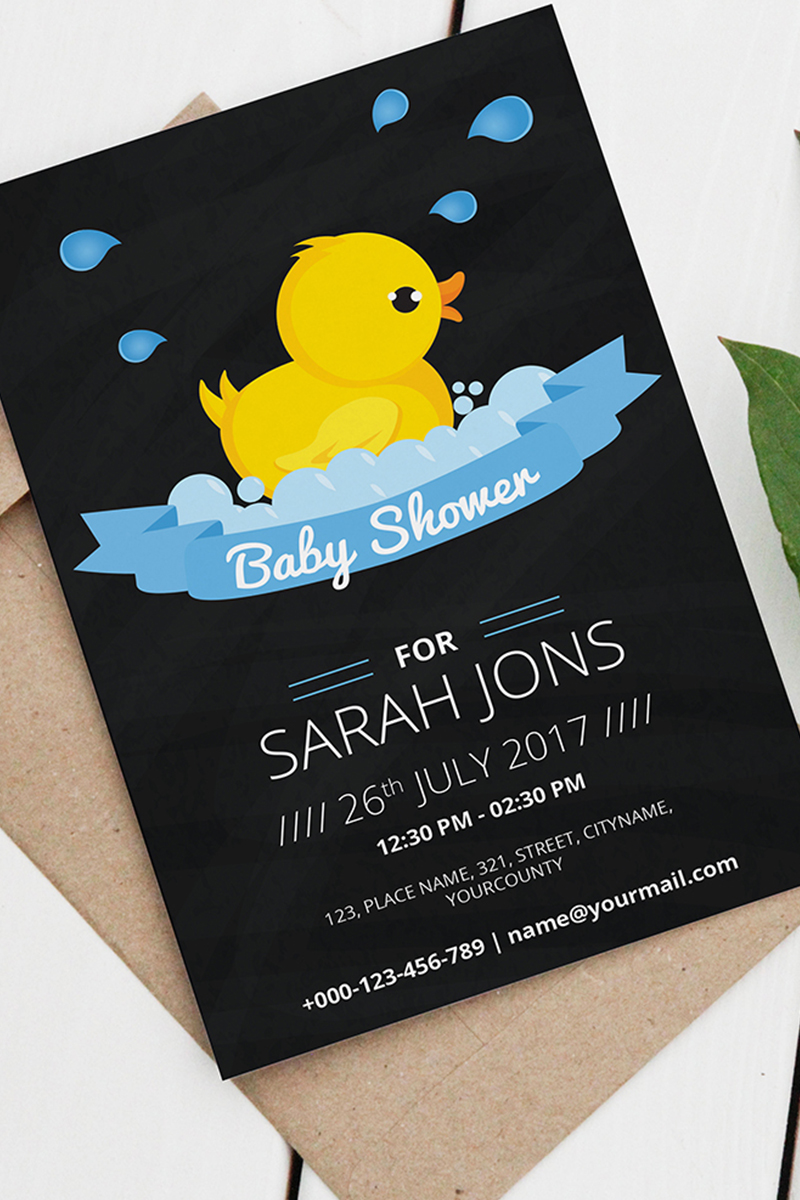Chalkboard Rubber Duck Birthday Invitation - Corporate Identity Template